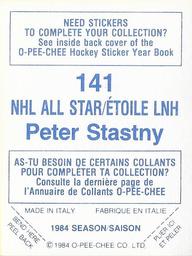 1984-85 O-Pee-Chee Stickers #141 Peter Stastny Back