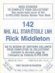 1984-85 O-Pee-Chee Stickers #142 Rick Middleton Back