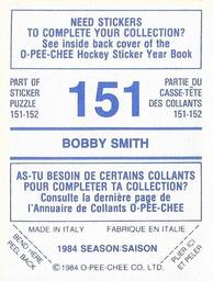 1984-85 O-Pee-Chee Stickers #151 Bobby Smith Back
