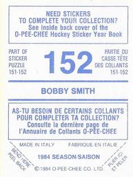 1984-85 O-Pee-Chee Stickers #152 Bobby Smith Back