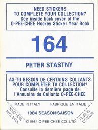 1984-85 O-Pee-Chee Stickers #164 Peter Stastny Back