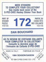 1984-85 O-Pee-Chee Stickers #172 Dan Bouchard Back