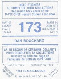1984-85 O-Pee-Chee Stickers #173 Dan Bouchard Back