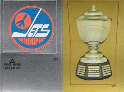 1984-85 O-Pee-Chee Stickers #222 / 283 Norris Trophy / Jets Logo Front