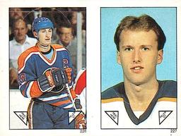 1984-85 O-Pee-Chee Stickers #226 / 227 Wayne Gretzky / Tom Barrasso Front