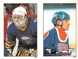 1984-85 O-Pee-Chee Stickers #228 / 229 Tom Barrasso / Wayne Gretzky Front