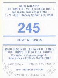 1984-85 O-Pee-Chee Stickers #245 Kent Nilsson Back