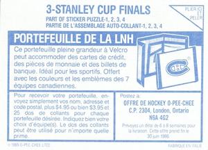 1985-86 O-Pee-Chee Stickers #3 Stanley Cup Finals Back
