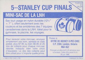 1985-86 O-Pee-Chee Stickers #5 Stanley Cup Finals Back