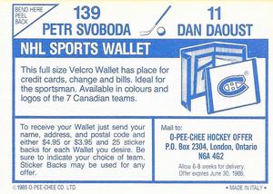 1985-86 O-Pee-Chee Stickers #11 / 139 Dan Daoust / Petr Svoboda Back
