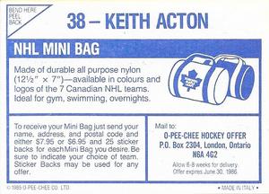 1985-86 O-Pee-Chee Stickers #38 Keith Acton Back