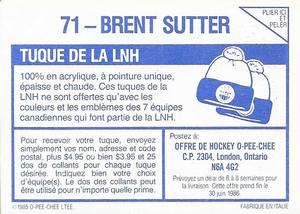 1985-86 O-Pee-Chee Stickers #71 Brent Sutter Back