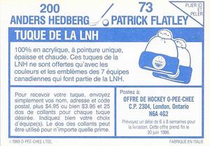 1985-86 O-Pee-Chee Stickers #73 / 200 Patrick Flatley / Anders Hedberg Back