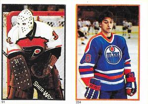 1985-86 O-Pee-Chee Stickers #91 / 224 Pelle Lindbergh / Billy Carroll Front