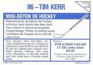 1985-86 O-Pee-Chee Stickers #96 Tim Kerr Back