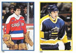 1985-86 O-Pee-Chee Stickers #106 / 238 Pat Riggin / Dave Taylor Front