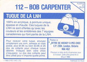 1985-86 O-Pee-Chee Stickers #112 Bob Carpenter Back