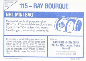 1985-86 O-Pee-Chee Stickers #115 Ray Bourque Back