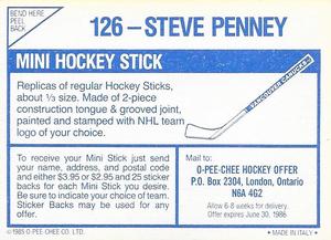 1985-86 O-Pee-Chee Stickers #126 Steve Penney Back