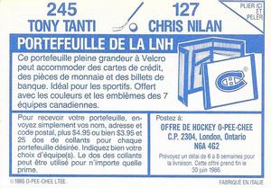1985-86 O-Pee-Chee Stickers #127 / 245 Chris Nilan / Tony Tanti Back