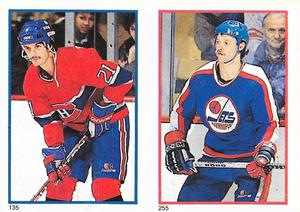 1985-86 O-Pee-Chee Stickers #135 / 255 Guy Carbonneau / Doug Smail Front