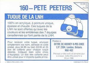 1985-86 O-Pee-Chee Stickers #160 Pete Peeters Back