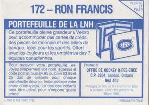 1985-86 O-Pee-Chee Stickers #172 Ron Francis Back