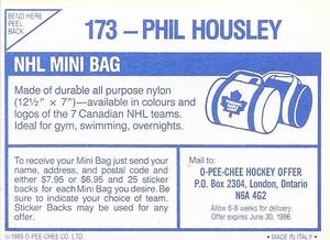 1985-86 O-Pee-Chee Stickers #173 Phil Housley Back