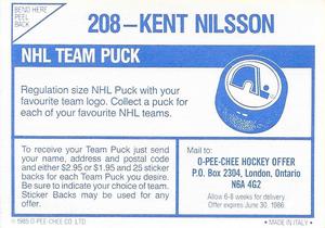 1985-86 O-Pee-Chee Stickers #208 Kent Nilsson Back