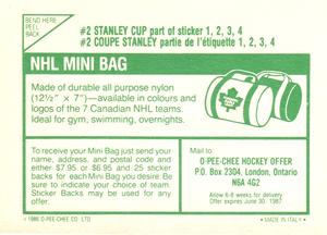 1986-87 O-Pee-Chee Stickers #2 Stanley Cup Finals Back