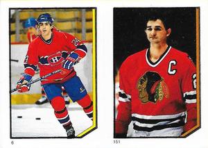1986-87 O-Pee-Chee Stickers #6 / 151 Chris Chelios / Darryl Sutter Front