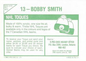 1986-87 O-Pee-Chee Stickers #13 Bobby Smith Back