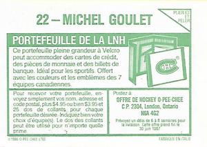 1986-87 O-Pee-Chee Stickers #22 Michel Goulet Back
