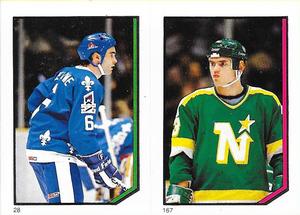 1986-87 O-Pee-Chee Stickers #28 / 167 Gilbert Delorme / Brian Bellows Front