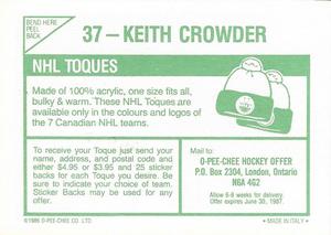 1986-87 O-Pee-Chee Stickers #37 Keith Crowder Back