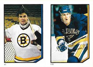 1986-87 O-Pee-Chee Stickers #41 / 178 Pat Riggin / Charlie Bourgeois Front
