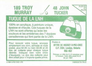 1986-87 O-Pee-Chee Stickers #48 / 189 John Tucker / Troy Murray Back