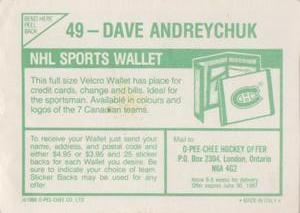 1986-87 O-Pee-Chee Stickers #49 Dave Andreychuk Back