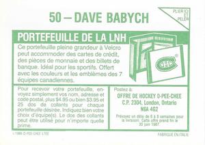 1986-87 O-Pee-Chee Stickers #50 Dave Babych Back