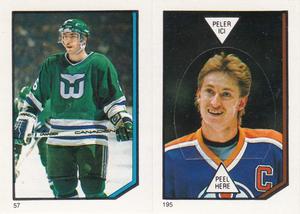 1986-87 O-Pee-Chee Stickers #57 / 195 Ray Ferraro / Wayne Gretzky Front