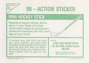 1986-87 O-Pee-Chee Stickers #59 Action Sticker Back