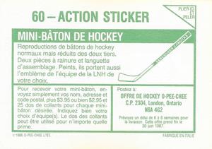 1986-87 O-Pee-Chee Stickers #60 Action Sticker Back