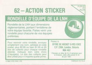 1986-87 O-Pee-Chee Stickers #62 Action Sticker Back