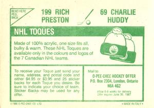1986-87 O-Pee-Chee Stickers #69 / 199 Charlie Huddy / Rich Preston Back