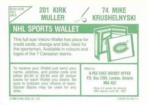 1986-87 O-Pee-Chee Stickers #74 / 201 Mike Krushelnyski / Kirk Muller Back