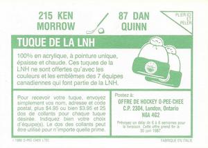 1986-87 O-Pee-Chee Stickers #87 / 215 Dan Quinn / Ken Morrow Back