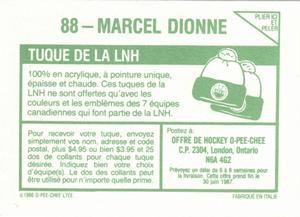 1986-87 O-Pee-Chee Stickers #88 Marcel Dionne Back