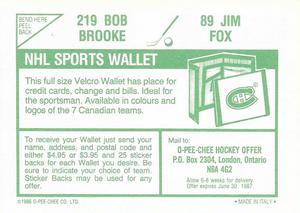 1986-87 O-Pee-Chee Stickers #89 / 219 Jim Fox / Bob Brooke Back