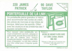 1986-87 O-Pee-Chee Stickers #90 / 220 Dave Taylor / James Patrick Back