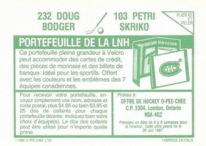 1986-87 O-Pee-Chee Stickers #103 / 232 Petri Skriko / Doug Bodger Back